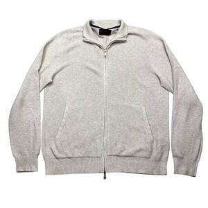 Devan Vincent Mens Cotton Cashmere Zip‎ Up Cardigan Sweater Light Gray Size L